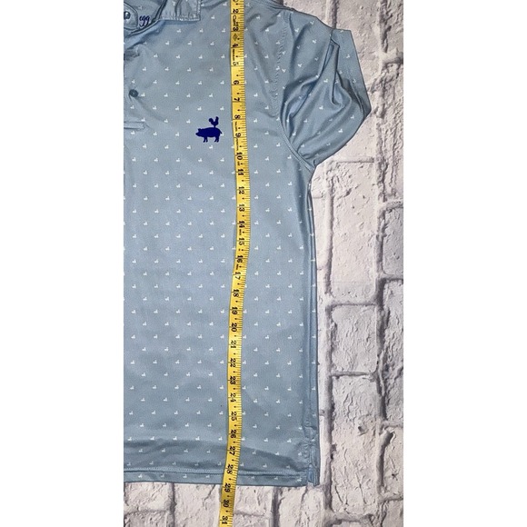 Mens HAM AND EGG‎ Golf Golfing Blue Polo Shirt Pig & Chicken Print Sz Small - Picture 6 of 9